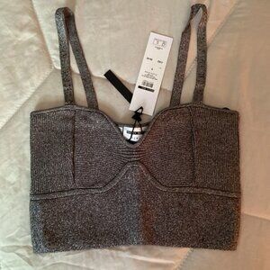Knit Bandeau Top, DARK GREY